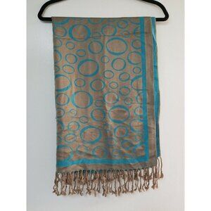 Gray and Blue  Scarf / Pashmina with Tassels Women